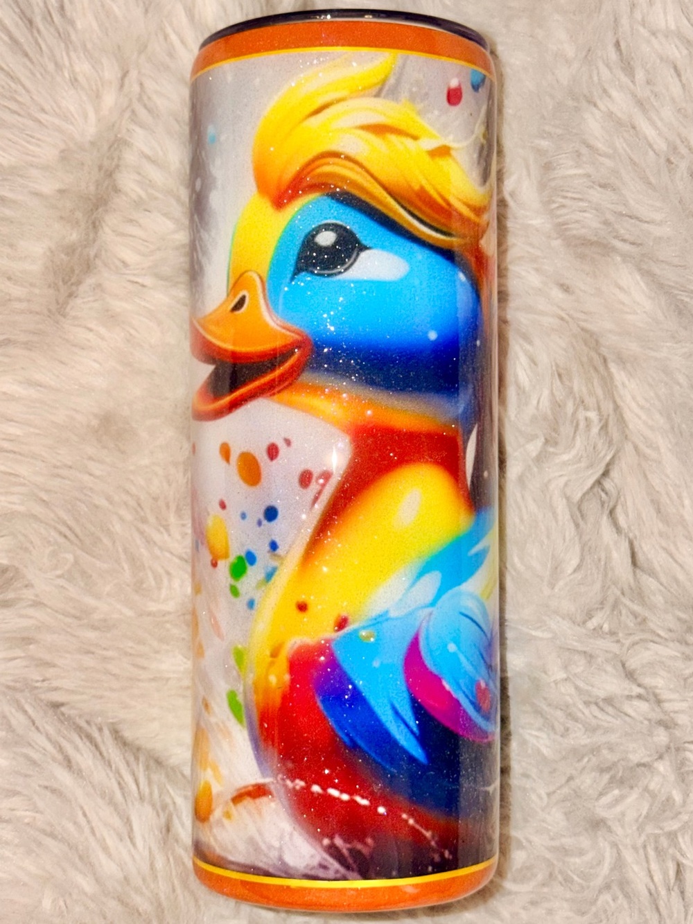 Colorful Rainbow Duck Stainless Tumbler 20 ounce hot/cold. New and custom made